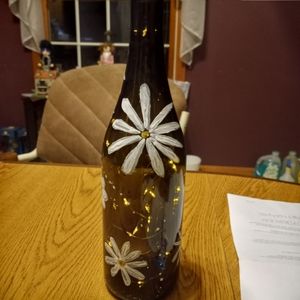 Hand painted lighted wine bottle
